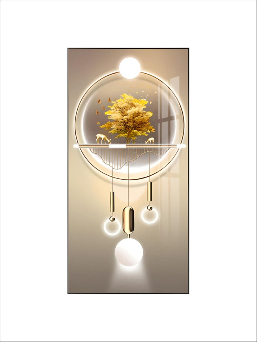 Golden Circle Of Light Nordic Abstract Auspicious Wall Art