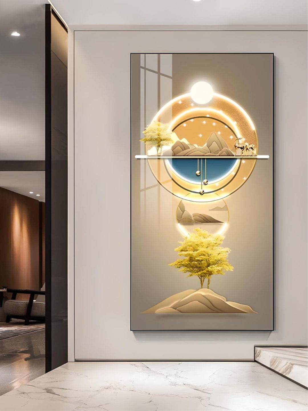 Golden Circle Of Light Nordic Abstract Auspicious Wall Art