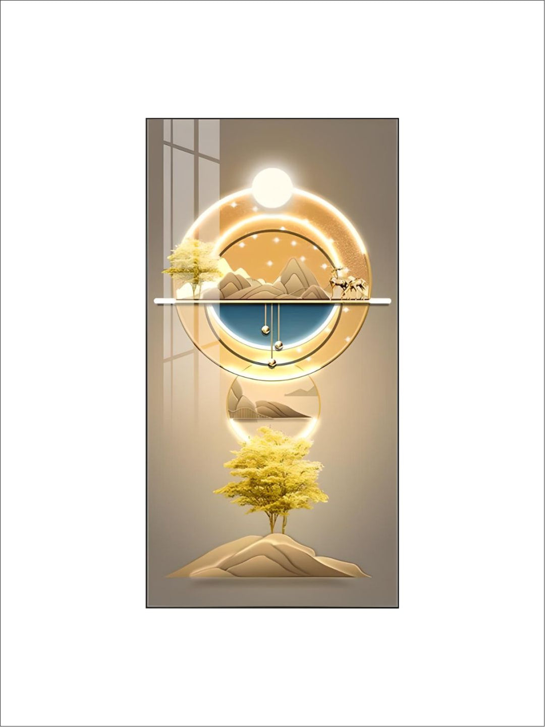 Golden Circle Of Light Nordic Abstract Auspicious Wall Art