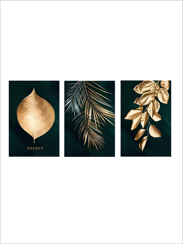 Golden Leaf Wall Art Minimalist Nordic Tropical Plants Fine Art