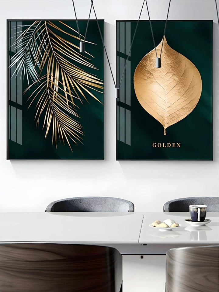 Golden Leaf Wall Art Minimalist Nordic Tropical Plants Fine Art