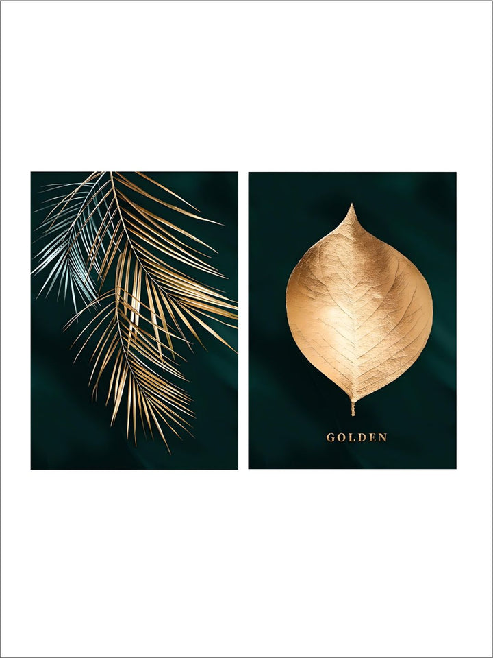 Golden Leaf Wall Art Minimalist Nordic Tropical Plants Fine Art