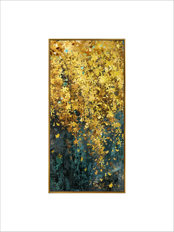 Golden Leaf Cascade Wall Art Abstract Nordic Style painting