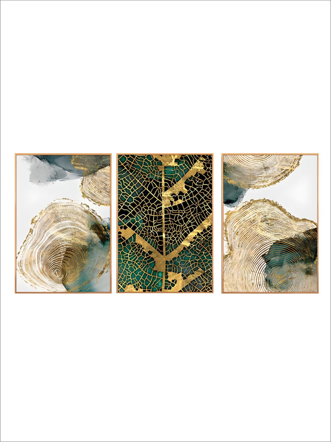 Golden Tree Of Life Wall Art Leaf Veins Wood Rings Nordic Abstract Botanic Organic Nature Fine Art
