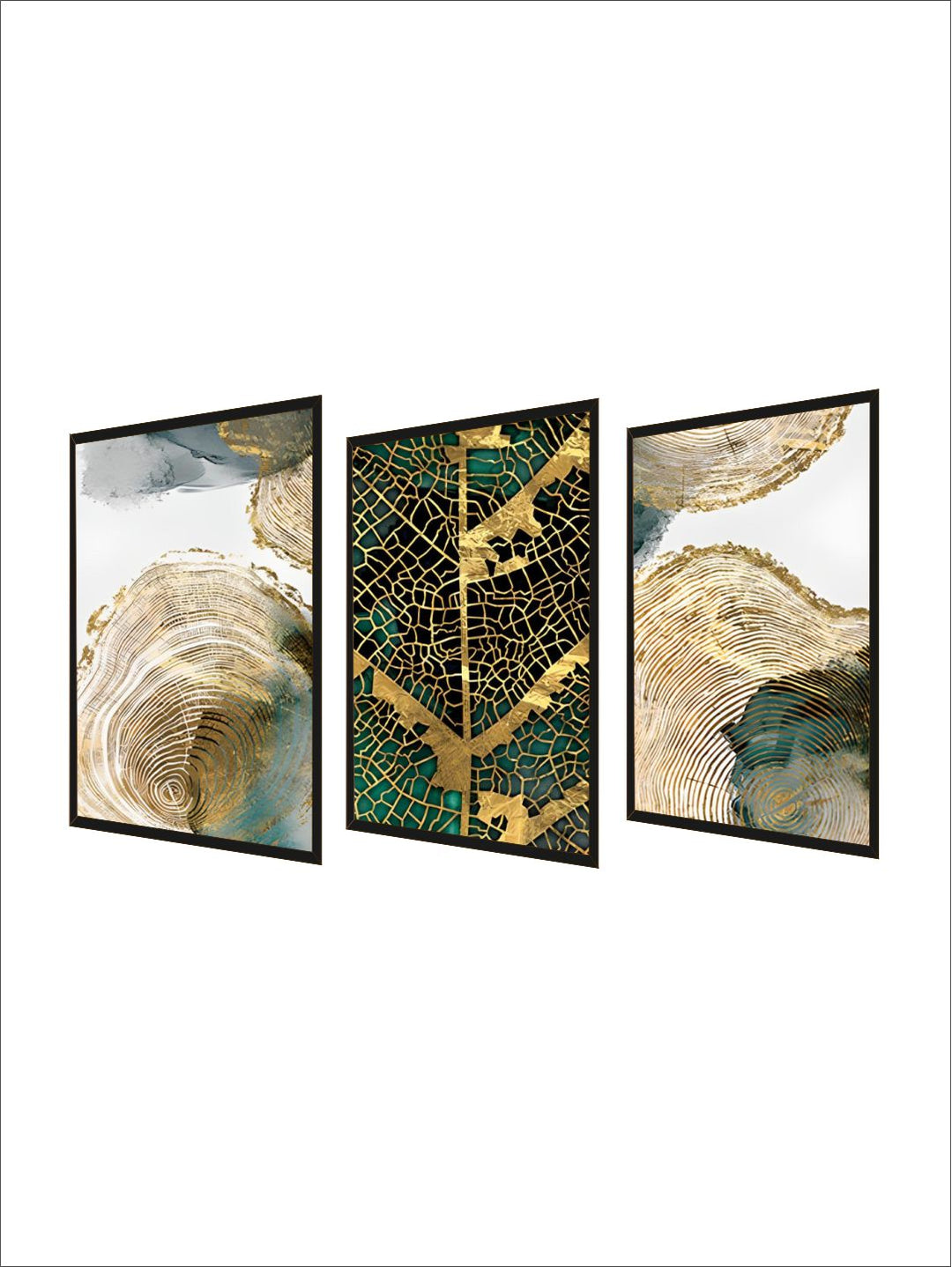 Golden Tree Of Life Wall Art Leaf Veins Wood Rings Nordic Abstract Botanic Organic Nature Fine Art