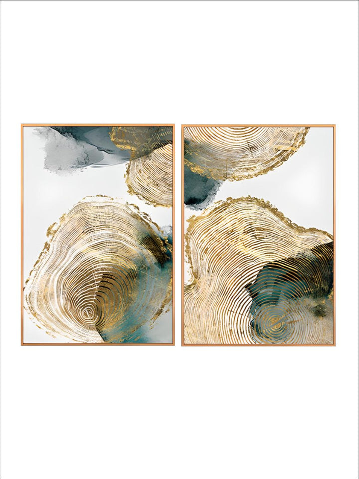 Golden Tree Of Life Wall Art Leaf Veins Wood Rings Nordic Abstract Botanic Organic Nature Fine Art