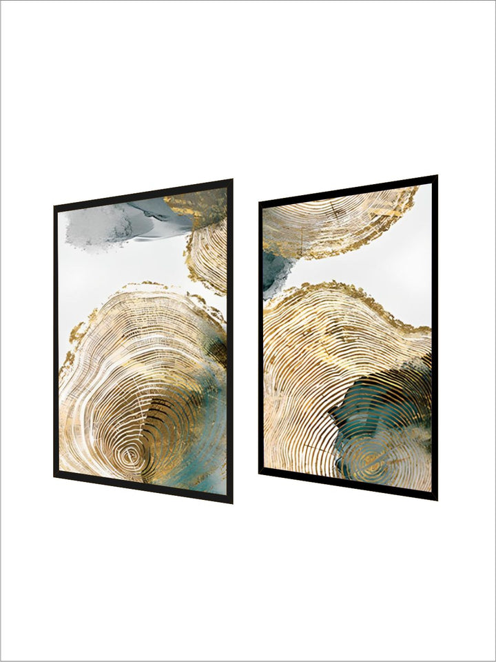 Golden Tree Of Life Wall Art Leaf Veins Wood Rings Nordic Abstract Botanic Organic Nature Fine Art