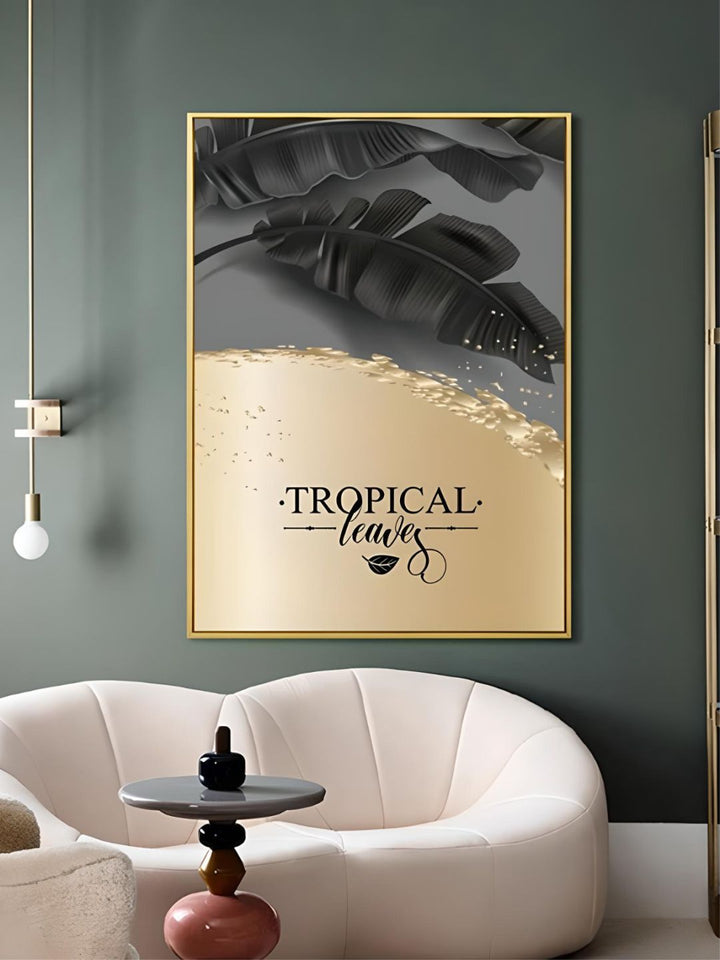 Golden Tropical Botany Luxury Nordic Wall Art Black Gold Leaves Fine Art