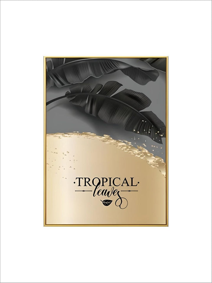 Golden Tropical Botany Luxury Nordic Wall Art Black Gold Leaves Fine Art
