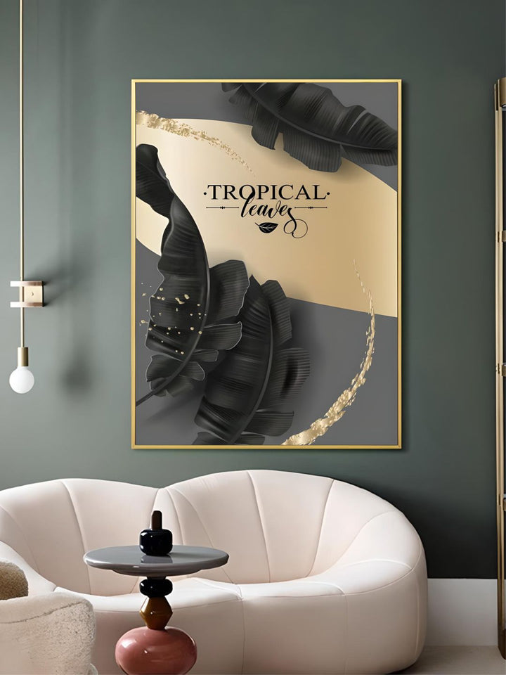 Golden Tropical Botany Luxury Nordic Wall Art Black Gold Leaves Fine Art