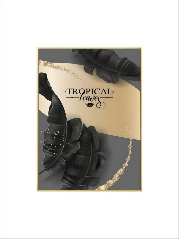 Golden Tropical Botany Luxury Nordic Wall Art Black Gold Leaves Fine Art