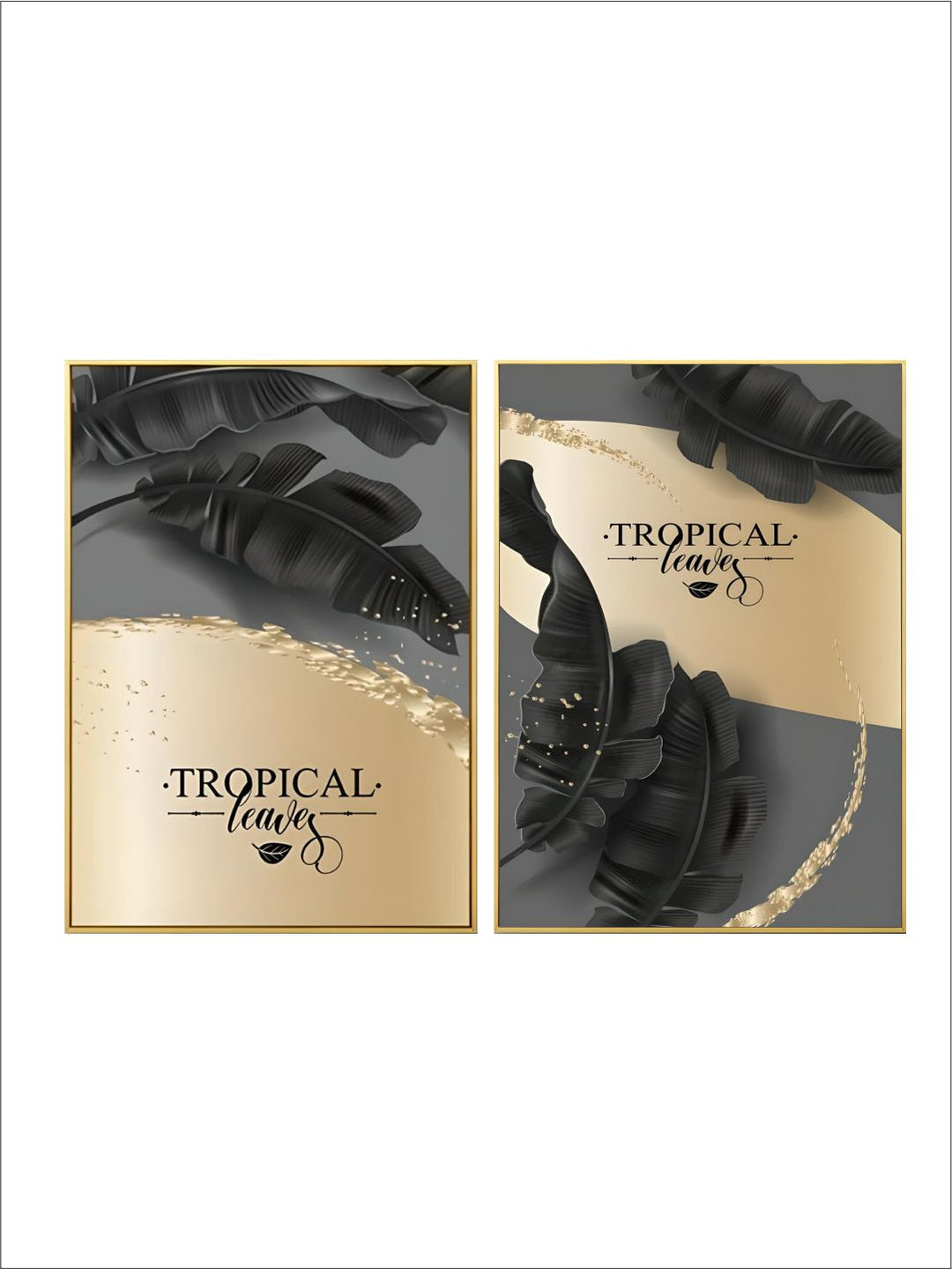 Golden Tropical Botany Luxury Nordic Wall Art Black Gold Leaves Fine Art