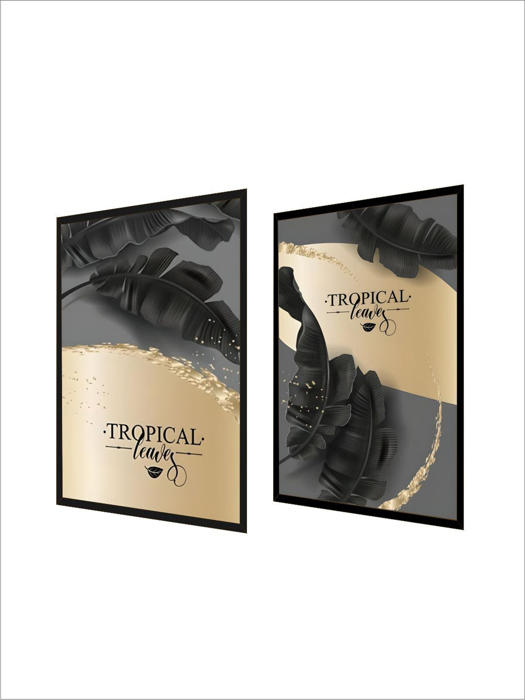 Golden Tropical Botany Luxury Nordic Wall Art Black Gold Leaves Fine Art