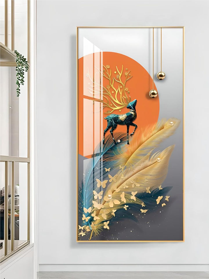 Modern Abstract Auspicious Mystical Deer Landscape Wall Art