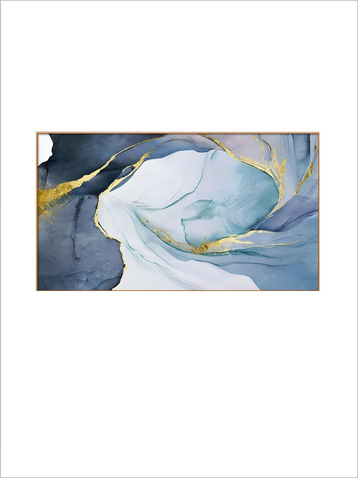 Abstract Marble Swirls Wall Art Golden Veins Blue Gray Marble Fine Art Canvas Prints Modern Stylish Pictures For Contemporary Living Luxury Home Decor