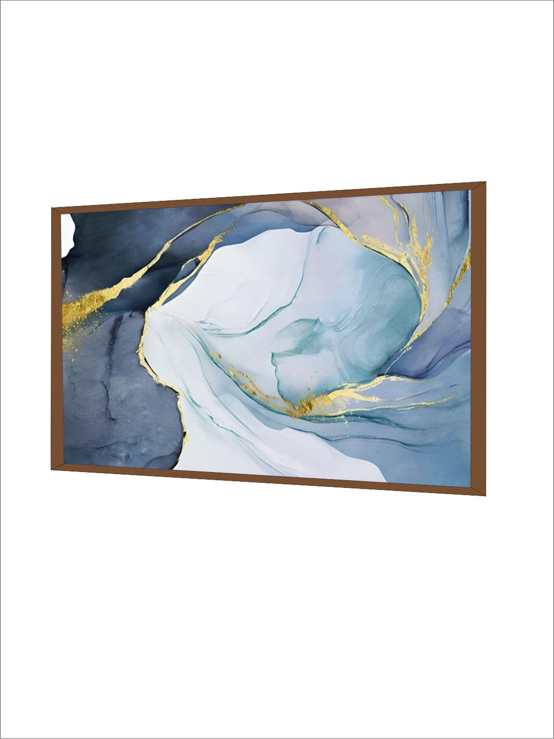 Abstract Marble Swirls Wall Art Golden Veins Blue Gray Marble Fine Art Canvas Prints Modern Stylish Pictures For Contemporary Living Luxury Home Decor