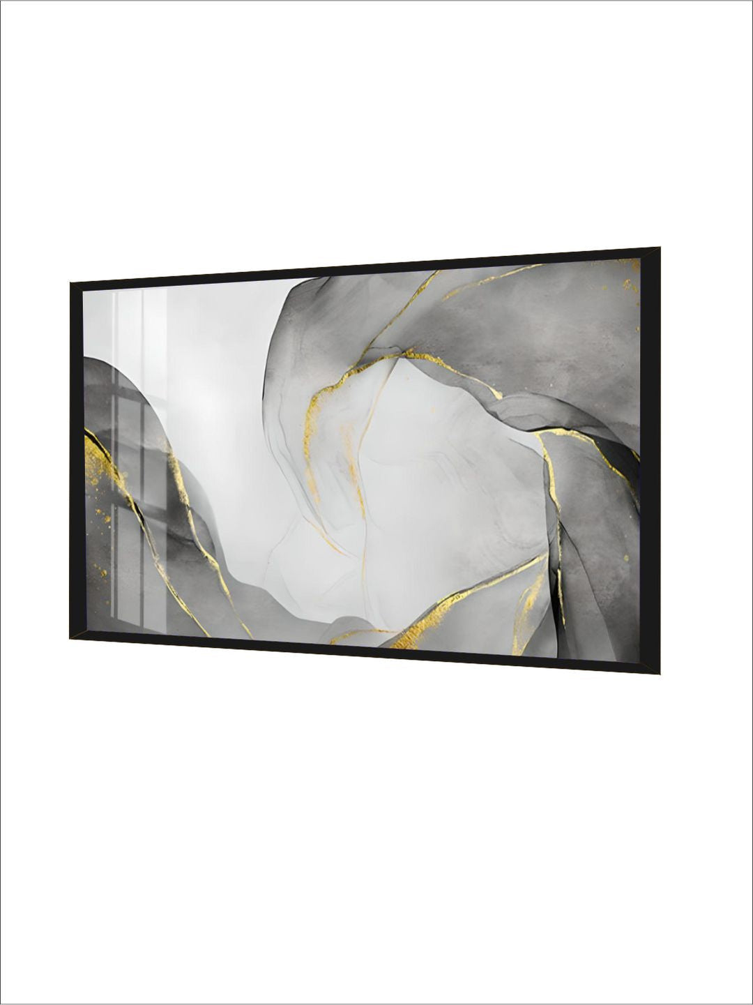 Abstract Marble Swirls Wall Art Golden Veins Blue Gray Marble Fine Art Canvas Prints Modern Stylish Pictures For Contemporary Living Luxury Home Decor