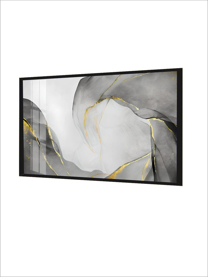 Abstract Marble Swirls Wall Art Golden Veins Blue Gray Marble Fine Art Canvas Prints Modern Stylish Pictures For Contemporary Living Luxury Home Decor