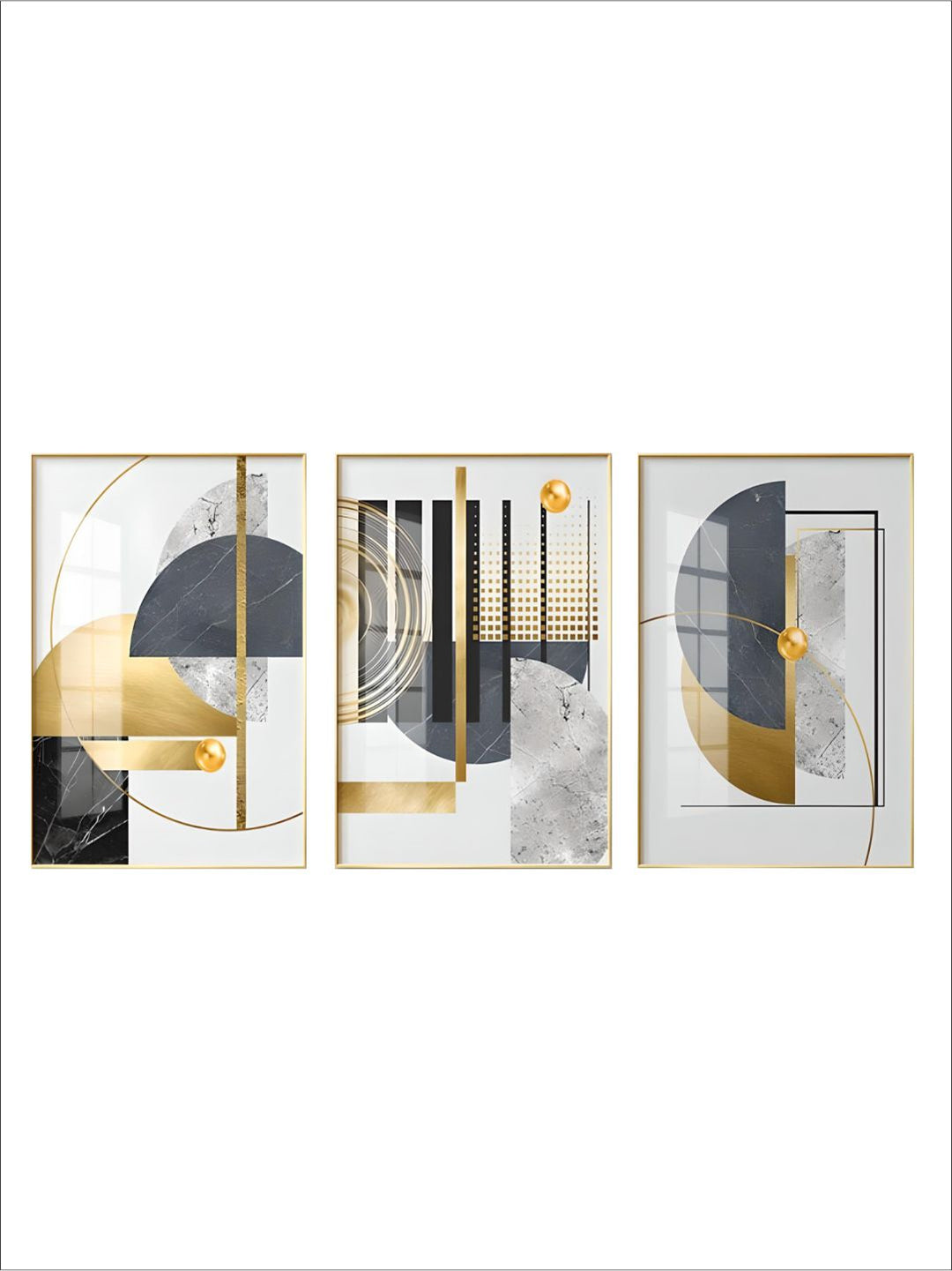 Modern Abstract Golden Geometric Wall Art 