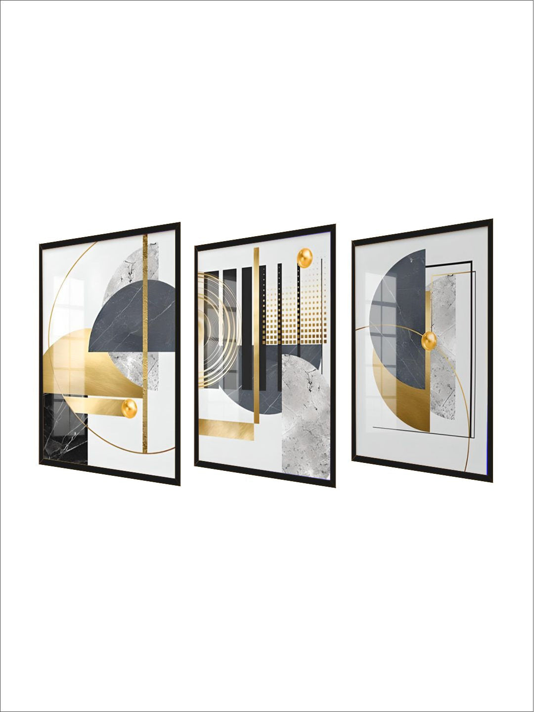 Modern Abstract Golden Geometric Wall Art 