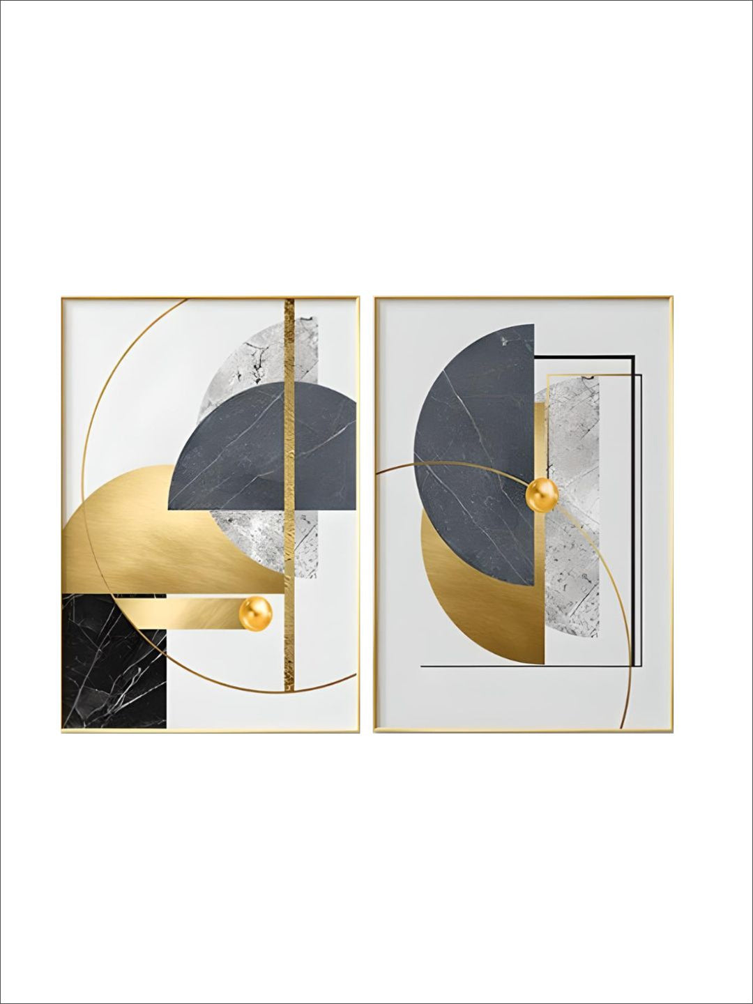 Modern Abstract Golden Geometric Wall Art 