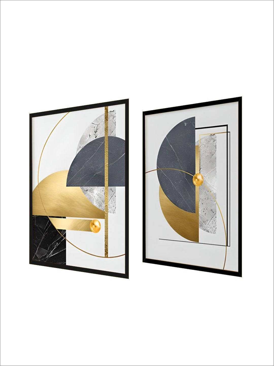 Modern Abstract Golden Geometric Wall Art 