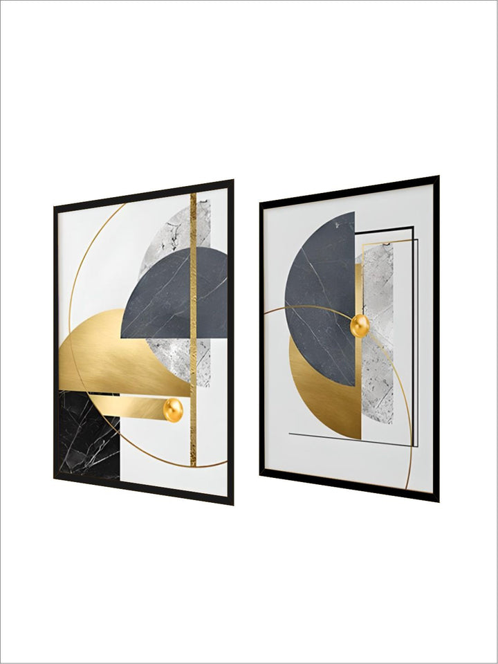 Modern Abstract Golden Geometric Wall Art 