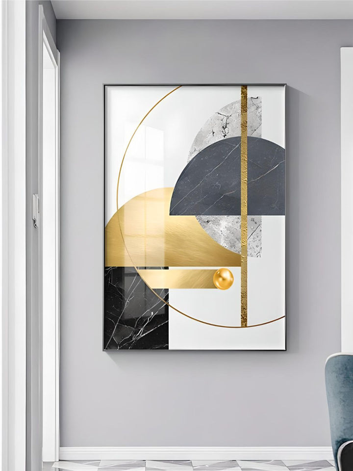 Modern Abstract Golden Geometric Wall Art 
