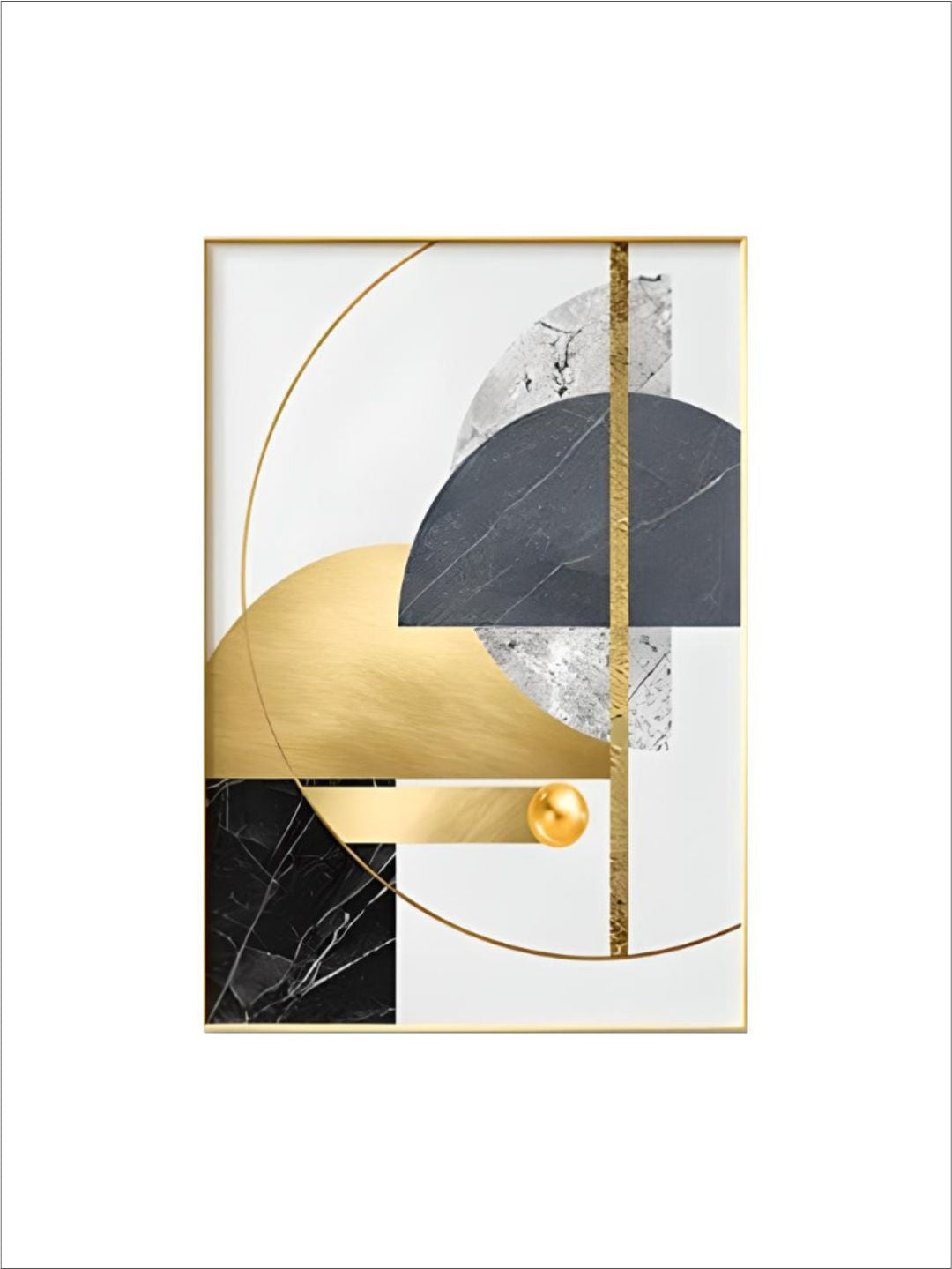Modern Abstract Golden Geometric Wall Art 