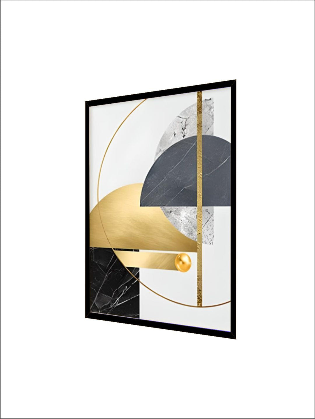 Modern Abstract Golden Geometric Wall Art 