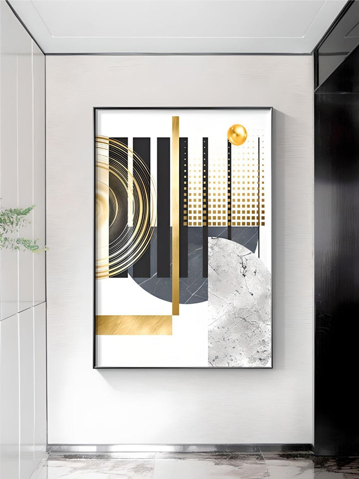Modern Abstract Golden Geometric Wall Art 