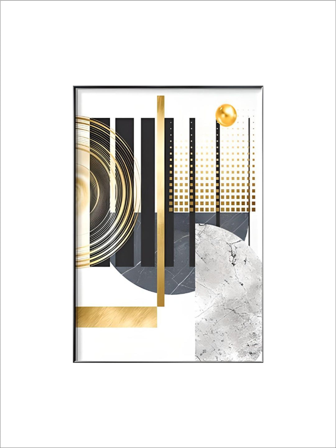 Modern Abstract Golden Geometric Wall Art 