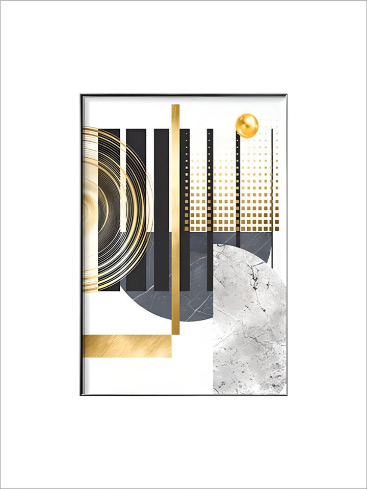 Modern Abstract Golden Geometric Wall Art 