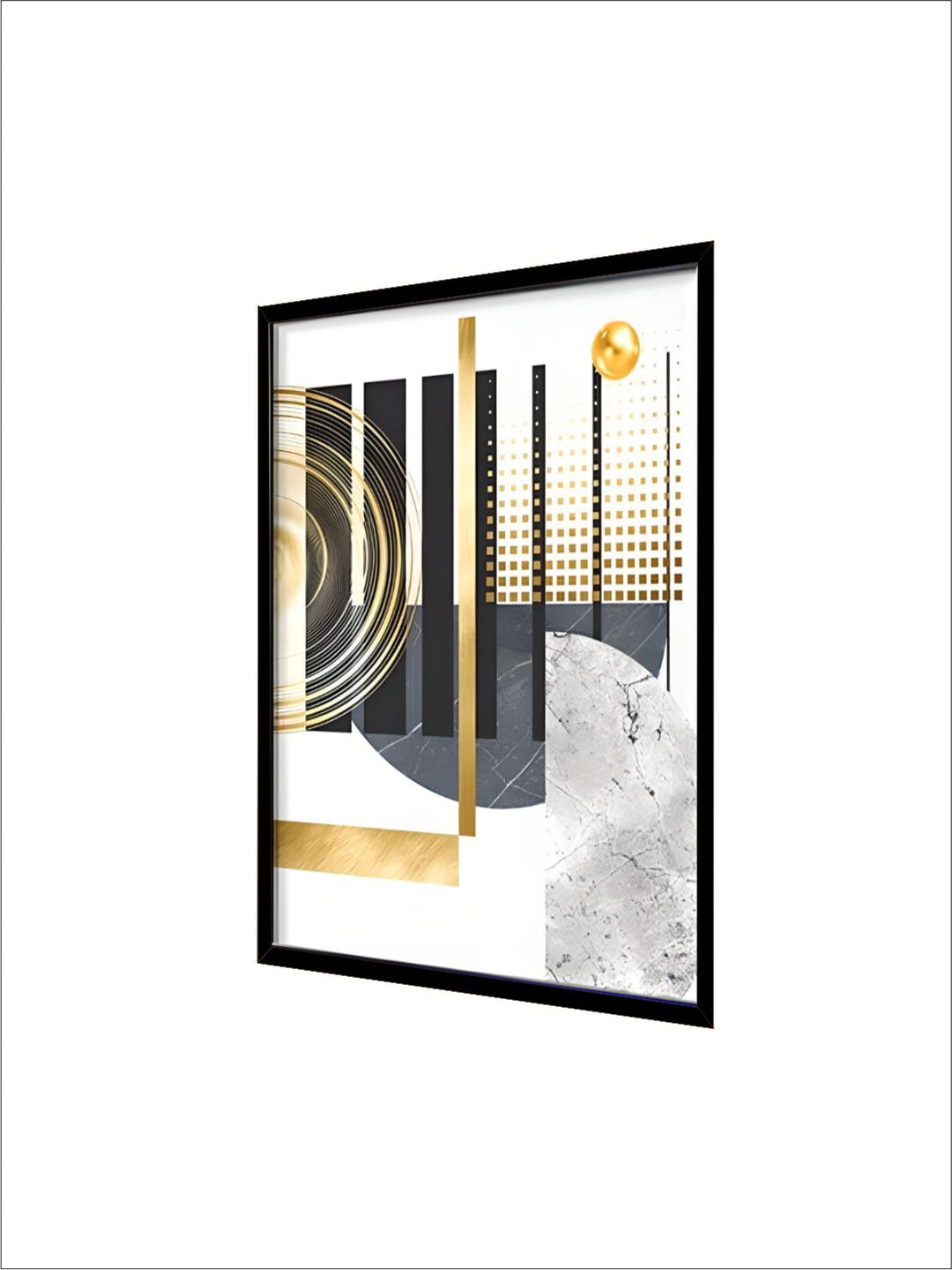 Modern Abstract Golden Geometric Wall Art 