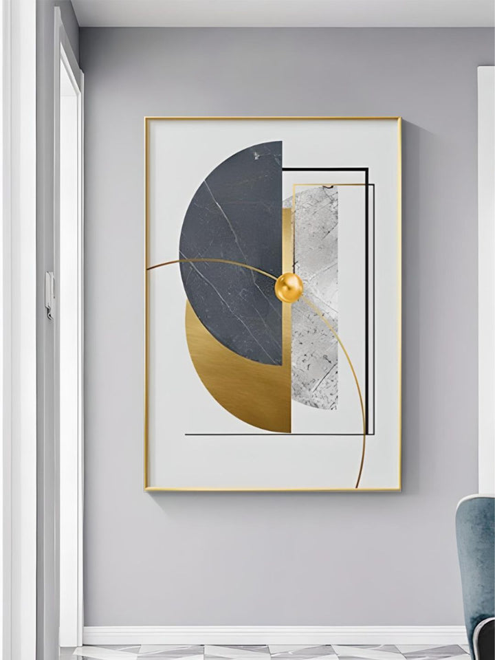 Modern Abstract Golden Geometric Wall Art 