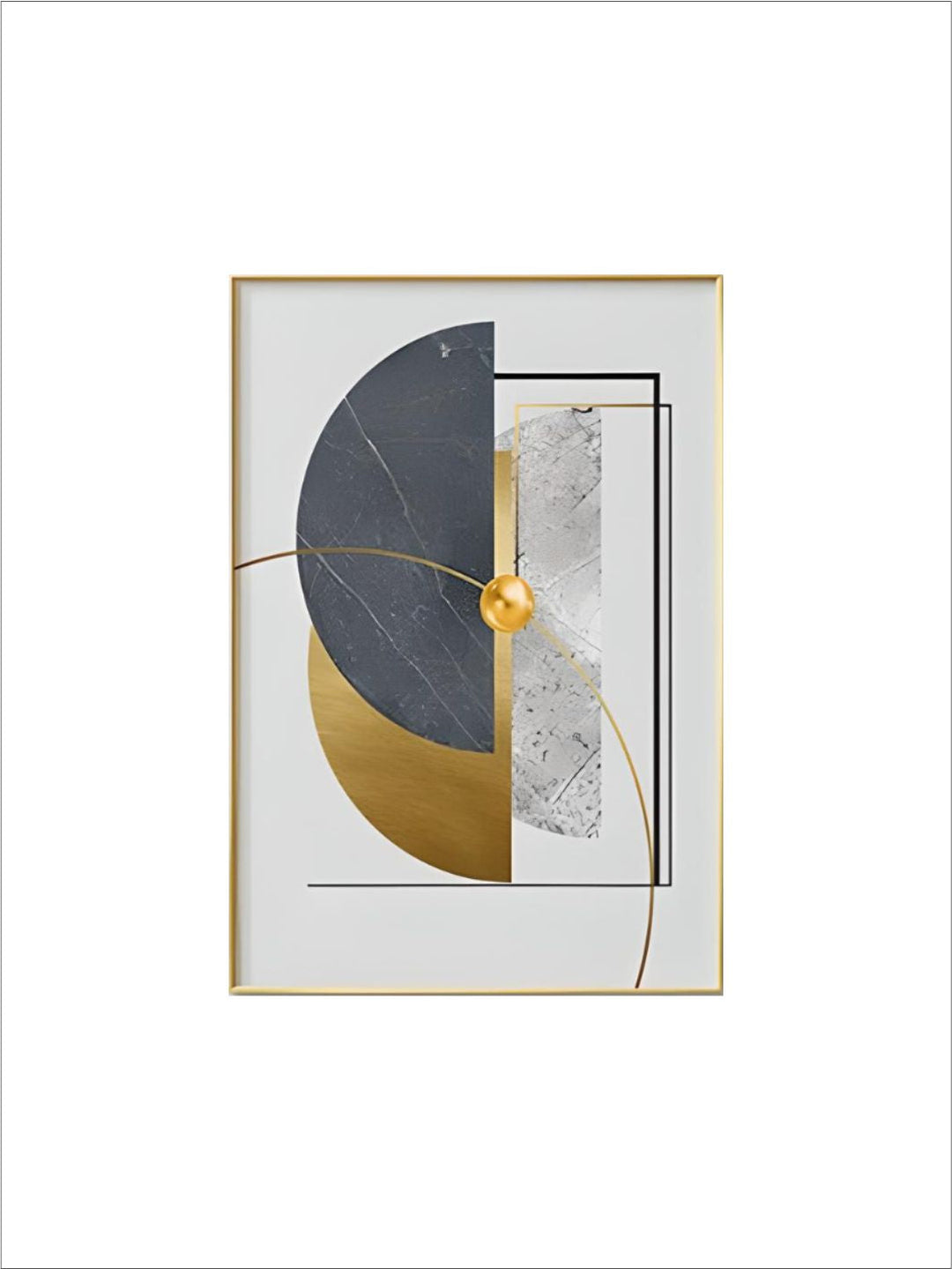 Modern Abstract Golden Geometric Wall Art 