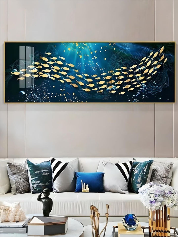 Auspicious Golden Fish In The Deep Blue Wall Art Fine Art
