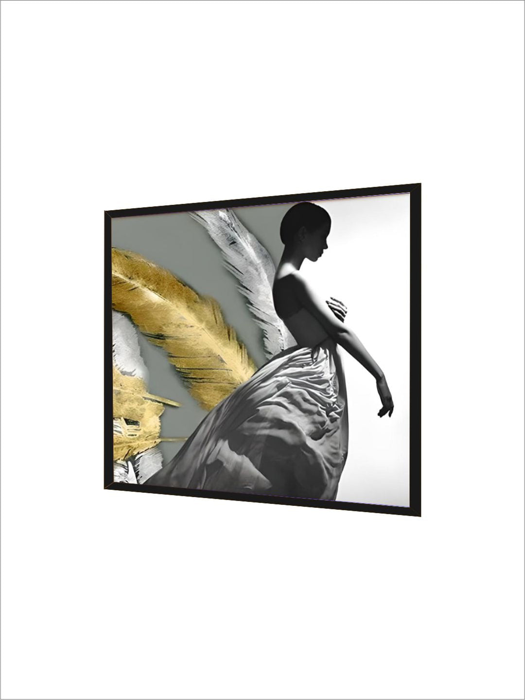 Black White Golden Minimalist Portrait Figure Art Abstract Wall Art Square Format