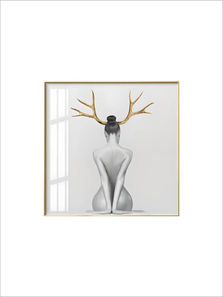 Black White Golden Minimalist Portrait Figure Art Abstract Wall Art Square Format