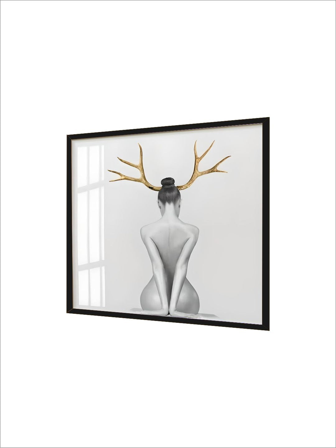 Black White Golden Minimalist Portrait Figure Art Abstract Wall Art Square Format