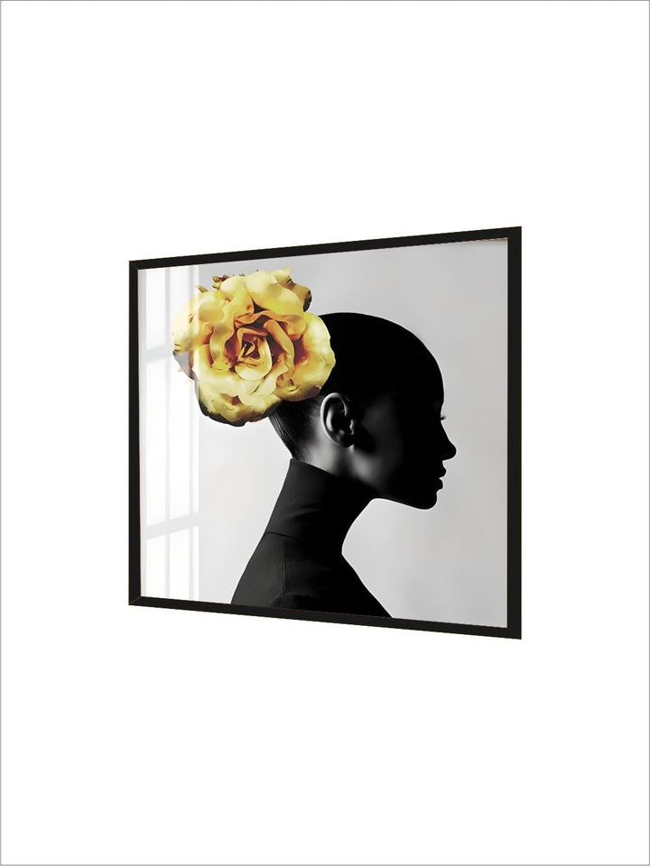 Black White Golden Minimalist Portrait Figure Art Abstract Wall Art Square Format