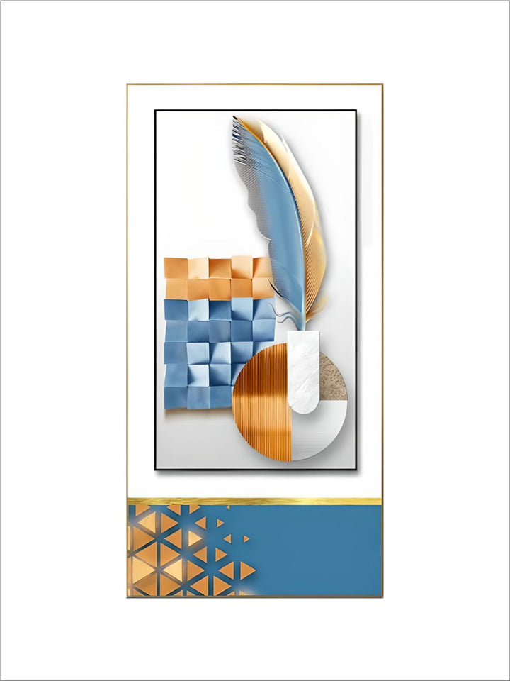 Golden Deer Geometrical Landscape Auspicious Abstract Wall Art