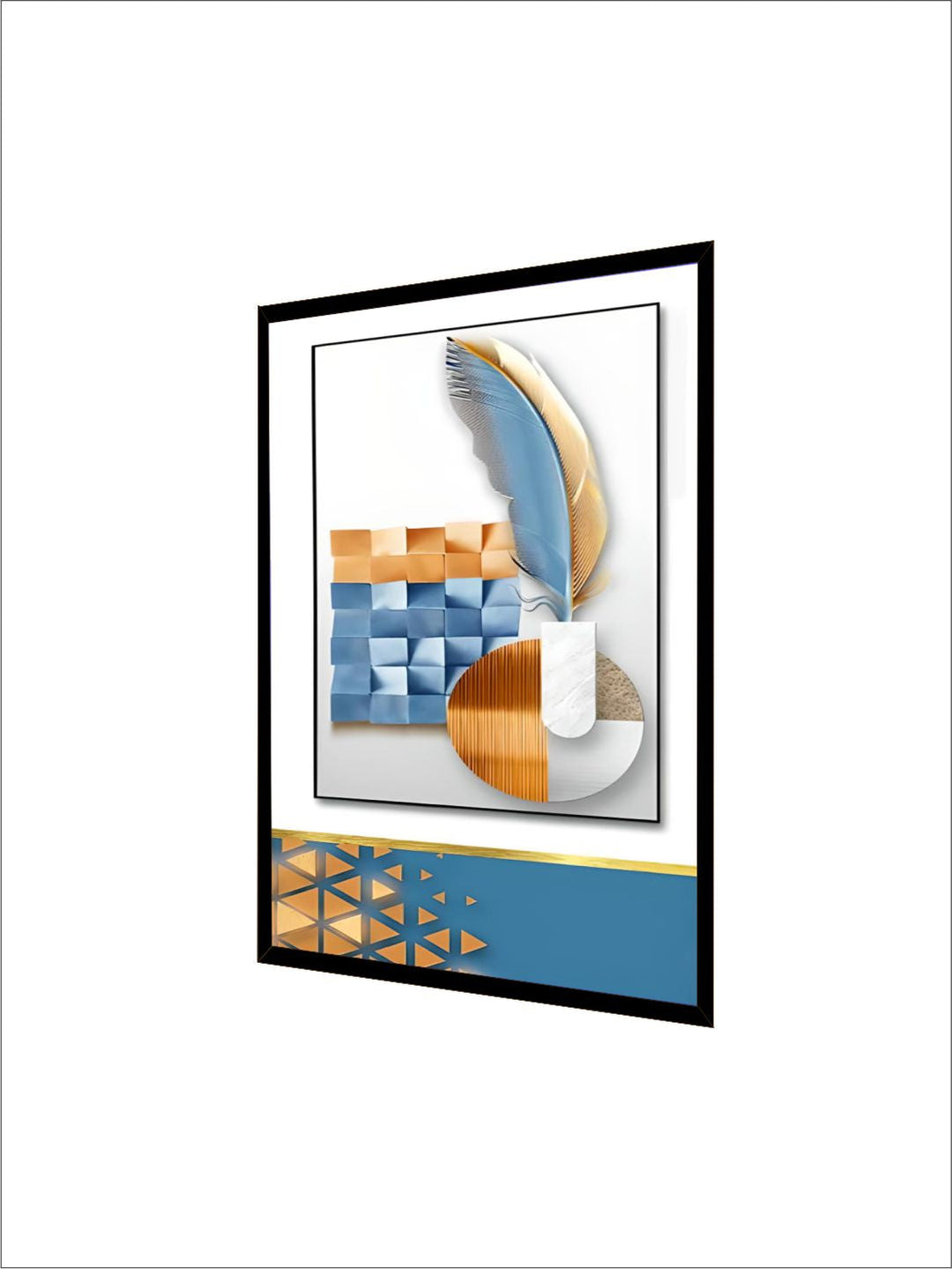 Golden Deer Geometrical Landscape Auspicious Abstract Wall Art