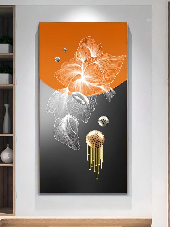 Golden Deer Geometrical Landscape Auspicious Abstract Wall Art