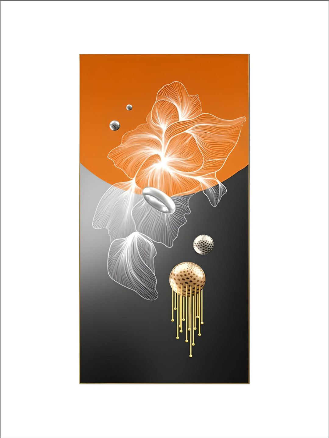 Golden Deer Geometrical Landscape Auspicious Abstract Wall Art