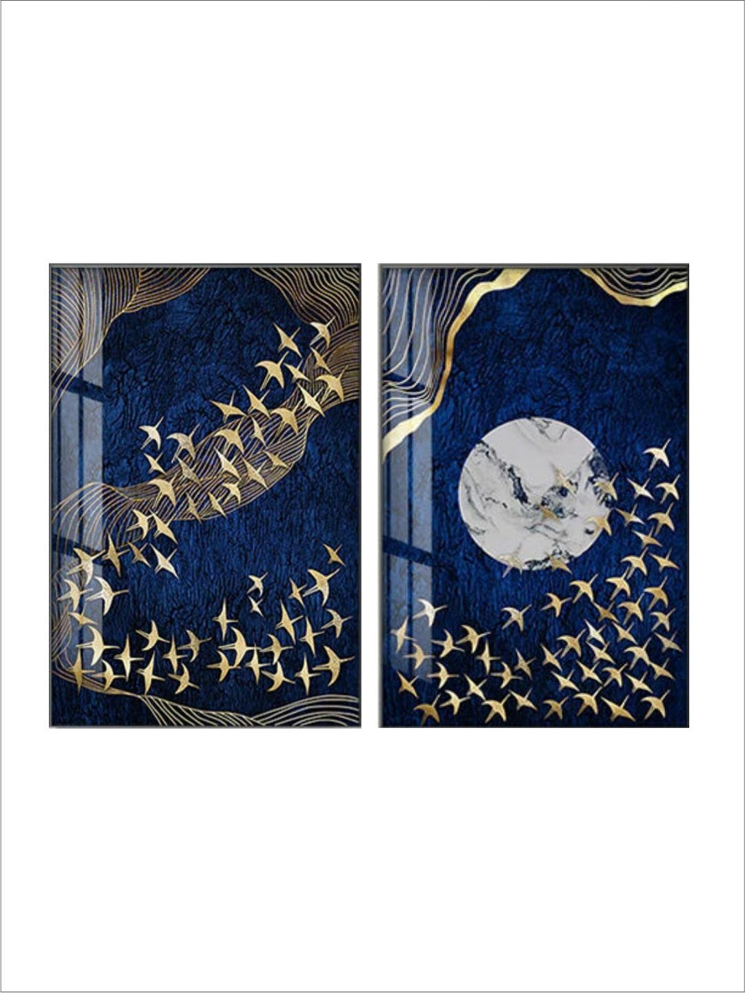 Auspicious Golden Fish In The Deep Blue Wall Art 
