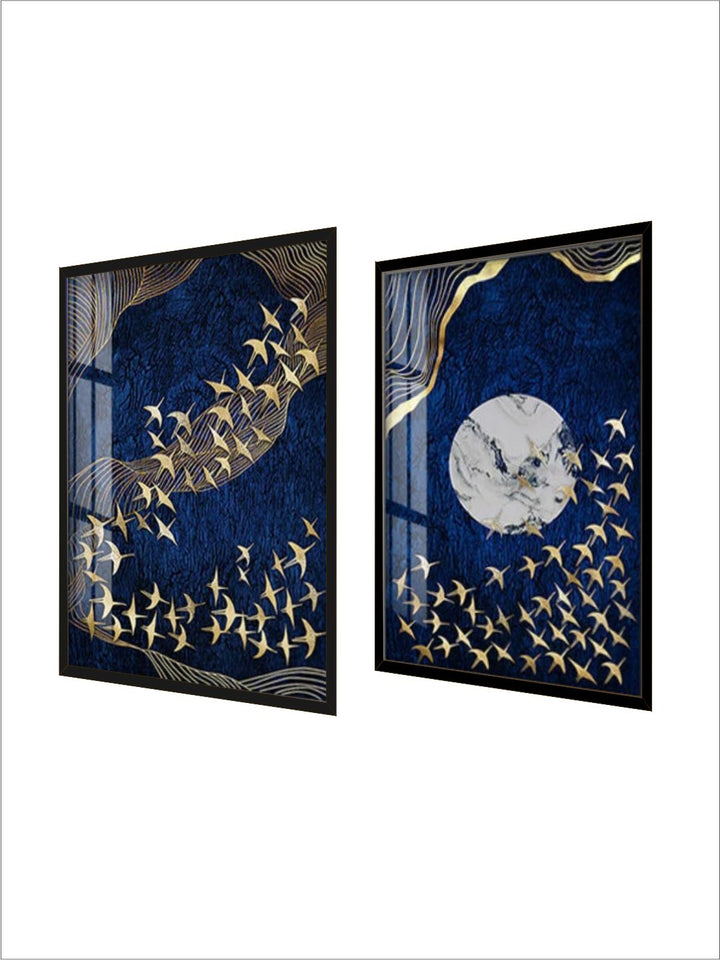 Auspicious Golden Fish In The Deep Blue Wall Art 