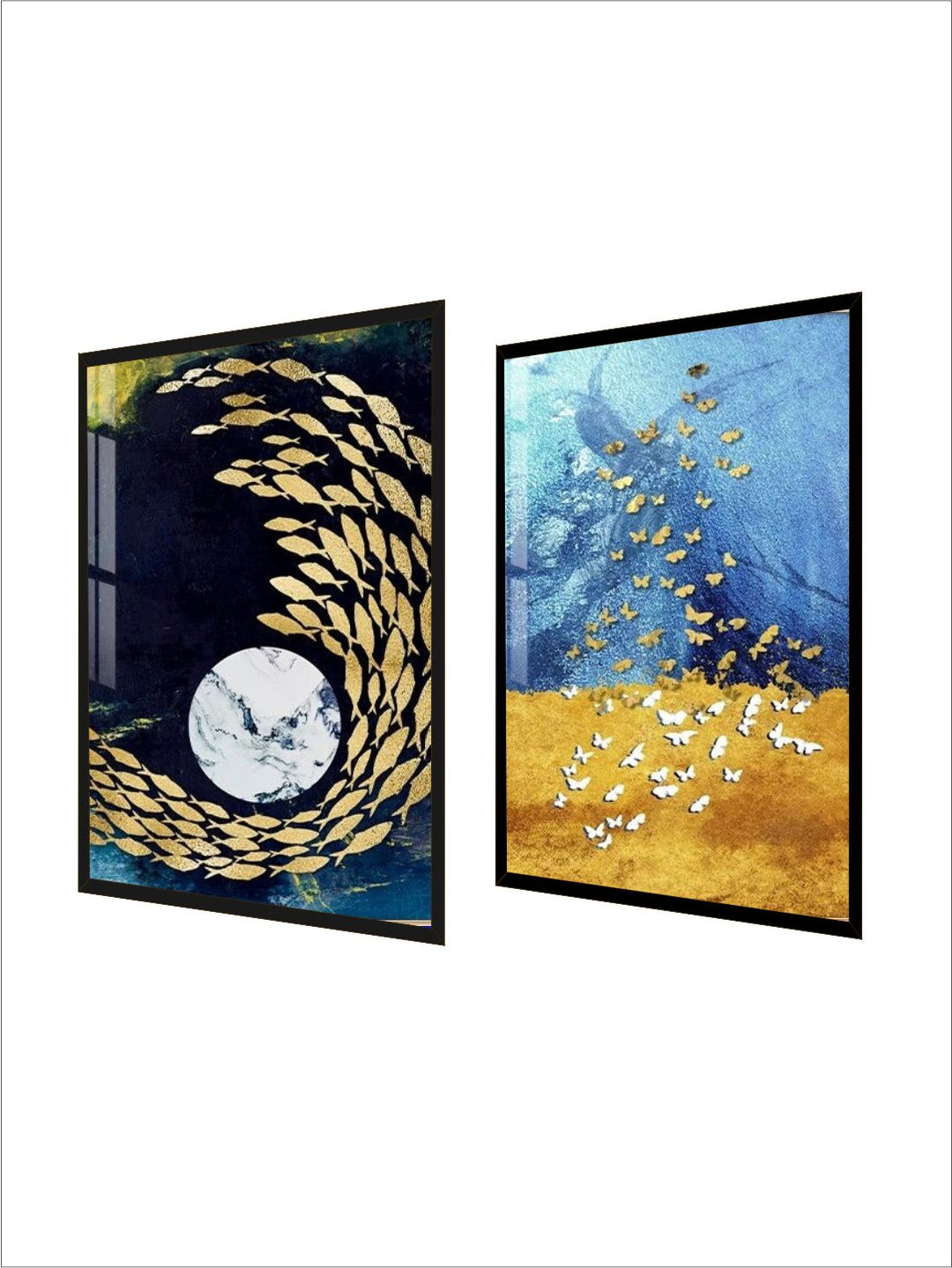 Auspicious Golden Fish In The Deep Blue Wall Art 