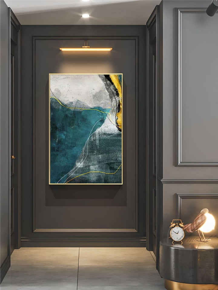 Abstract Golden Horizons Wall Art Green Blue Fine Art Canvas Prints Nordic Style Contemporary Pictures For Living Room Bedroom Modern Home Office Interiors