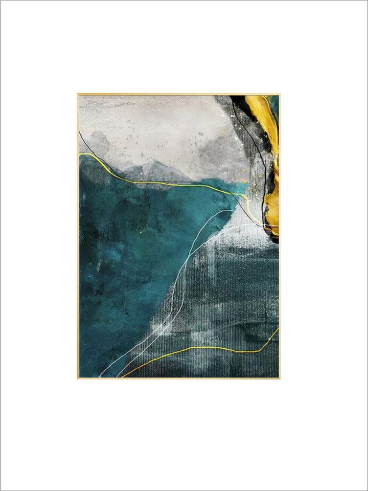 Abstract Golden Horizons Wall Art Green Blue Fine Art Canvas Prints Nordic Style Contemporary Pictures For Living Room Bedroom Modern Home Office Interiors